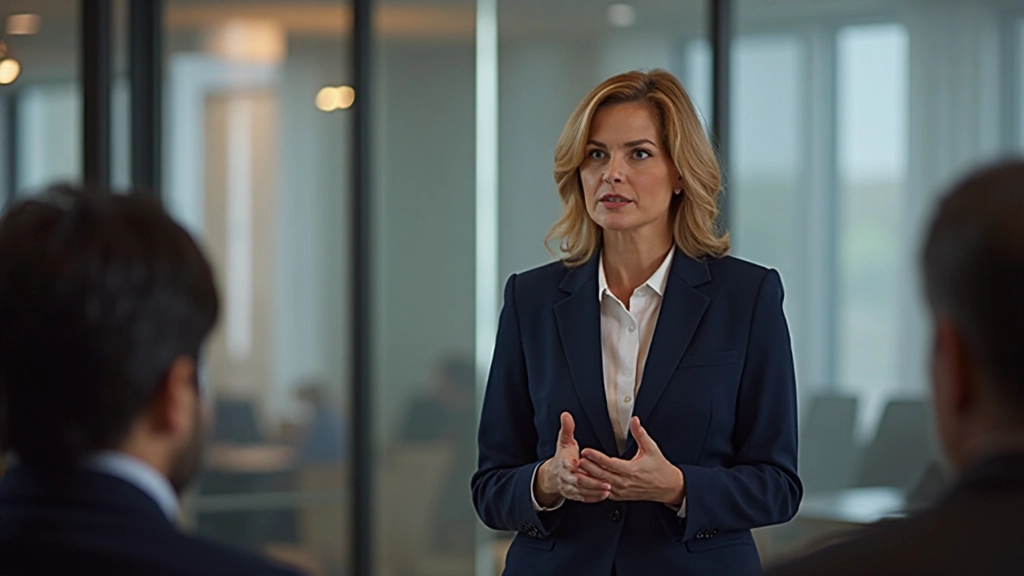 Профессиональная женщина выступает перед аудиторией на деловой конференции