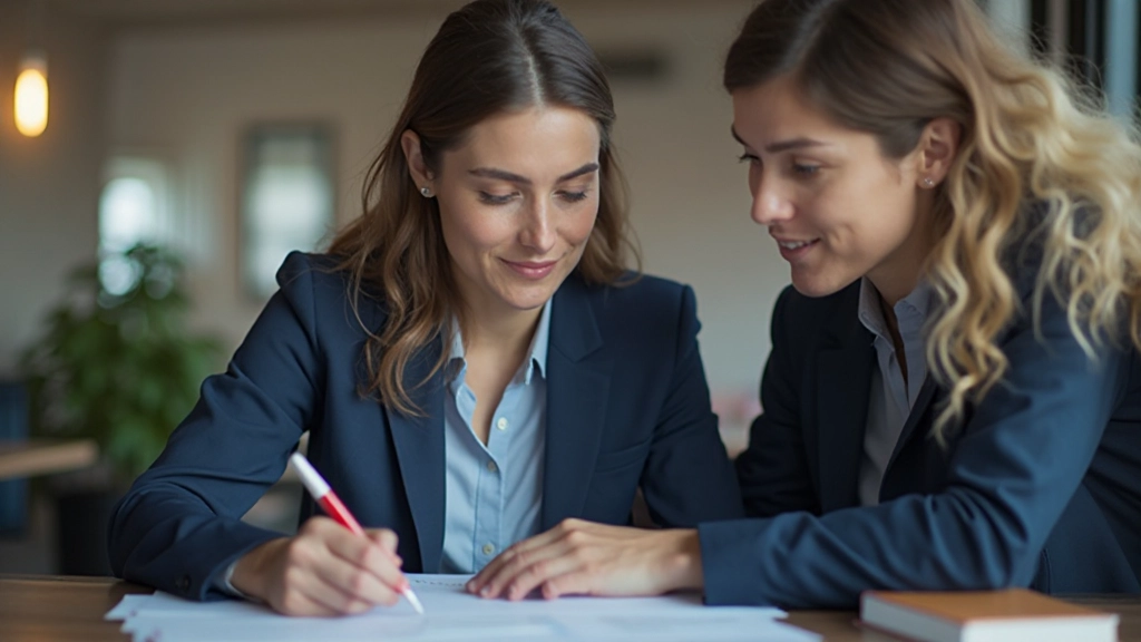 Деловая встреча двух специалистов за столом с документами